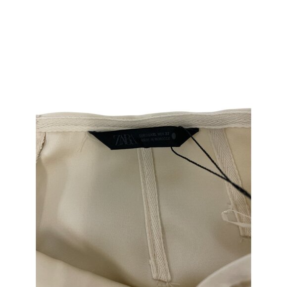 Zara Womens Satin Midi Skirt XL Ivory Zw Collection Back slit 2396/925 NWT - Picture 5 of 16